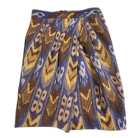 Tory Burch Women's Linen Jemima Metallic Ikat Skirt SIZE-8 - Picture 1 of 8